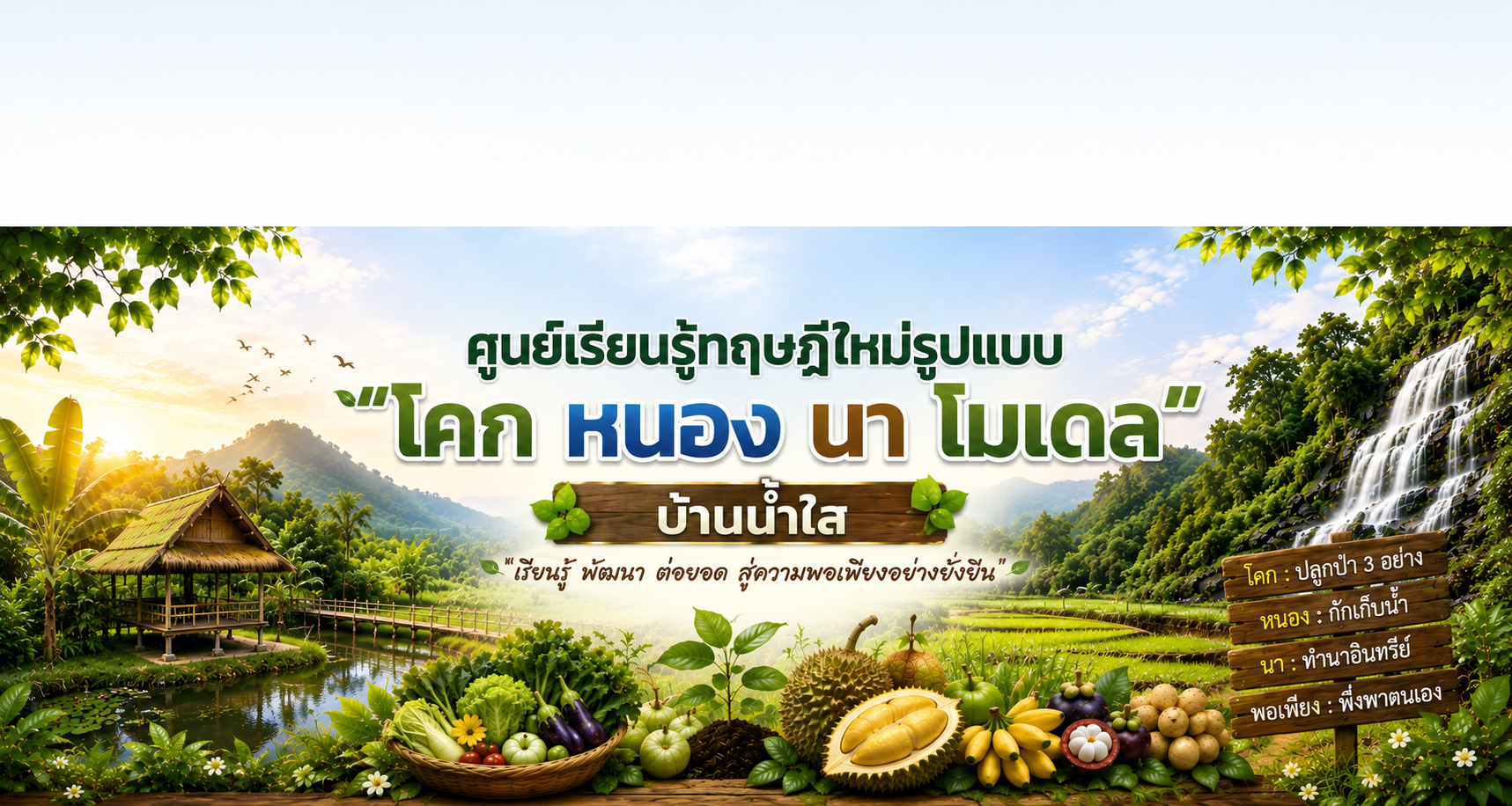 ศูนย์เรียนรู้ทฤษฎีใหม่รูปแบบ “โคก หนอง นา โมเดล บ้านน้ำใส”