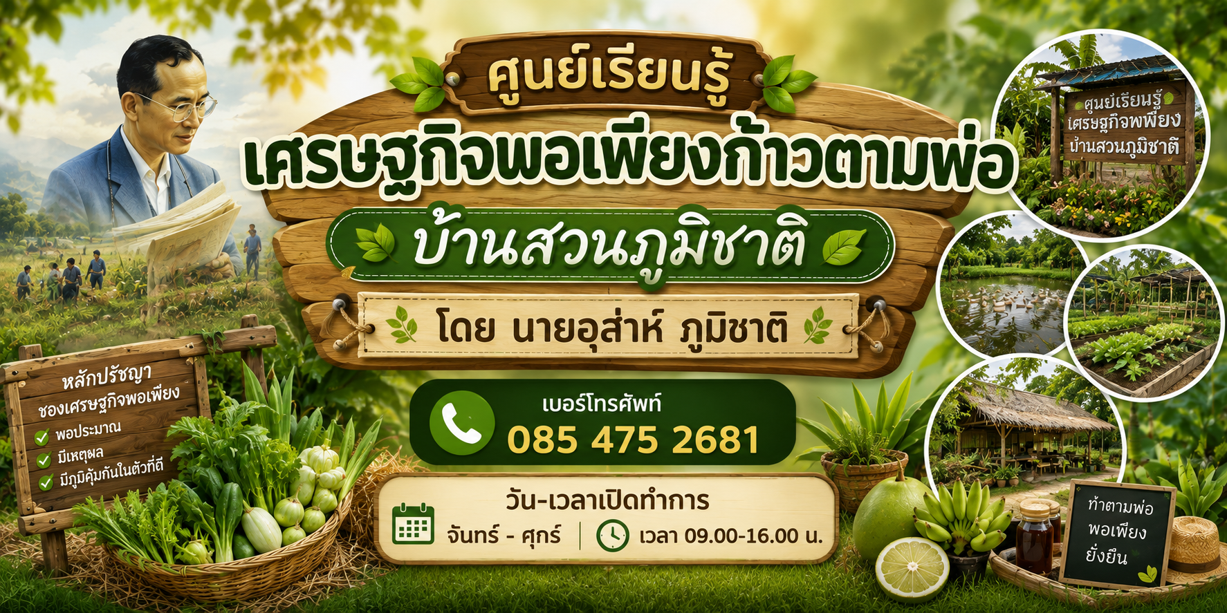 ศูนย์เรียนรู้เศรษฐกิจพอเพียงก้าวตามพ่อ บ้านสวนภูมิชาติ