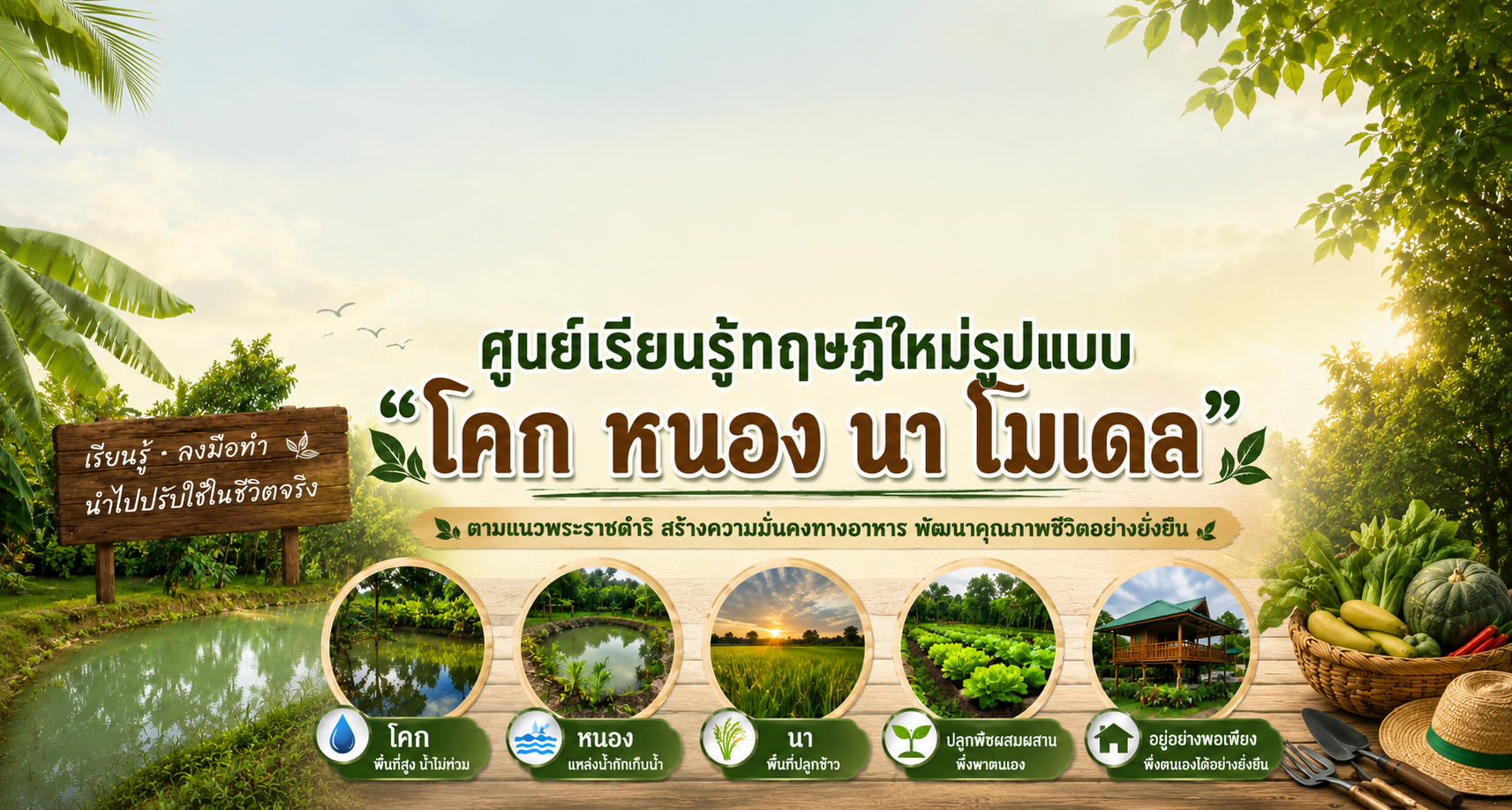ศูนย์เรียนรู้ทฤษฎีใหม่รูปแบบ โคก หนอง นา โมเดล "ศูนย์เรียนรู้ตามรอยพ่อ อยู่อย่างพอเพียง"