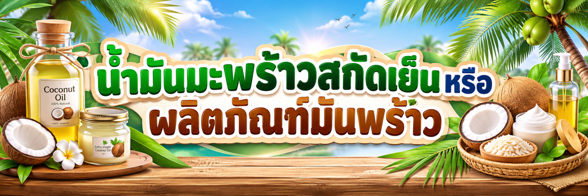 น้ำมันมะพร้าวสกัดเย็นหรือผลิตภัณฑ์มันพร้าว