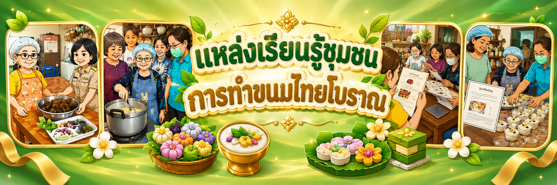 แหล่งเรียนรู้ชุมชน การทำขนมไทยโบราณ