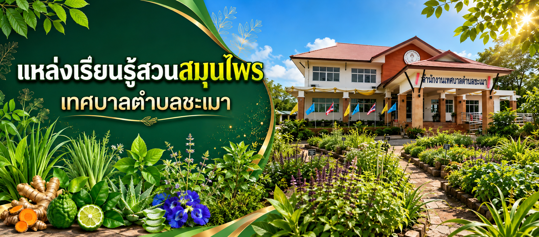 แหล่งเรียนรู้สวนสมุนไพรเทศบาลตำบลชะเมา