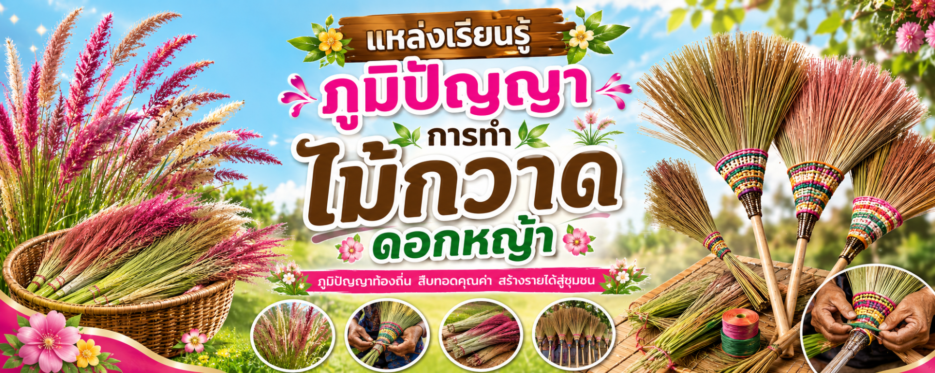 ภูมิปัญญาการทำไม้กวาดดอกหญ้า