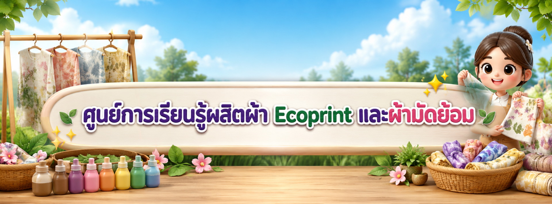 ศูนย์การเรียนรู้ผลิตผ้า Ecoprint  และผ้ามัดย้อม